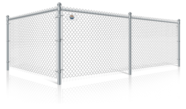 Detailed view of galvanized chain link fence