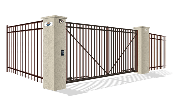 Aluminum Double Drive Gate in closed position