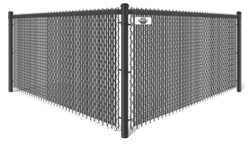 Black commercial chain link fence with black privacy slats in Columbus Georgia
