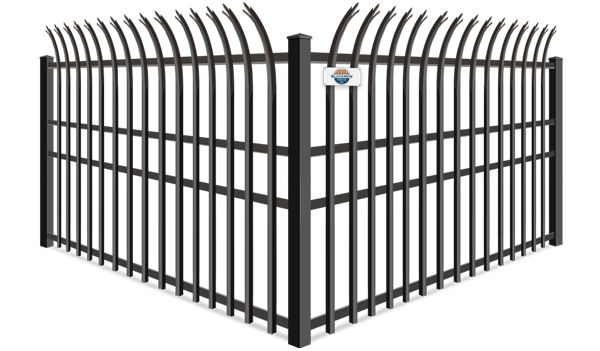 Curved Trident wrought iron fence company in Columbus Georgia